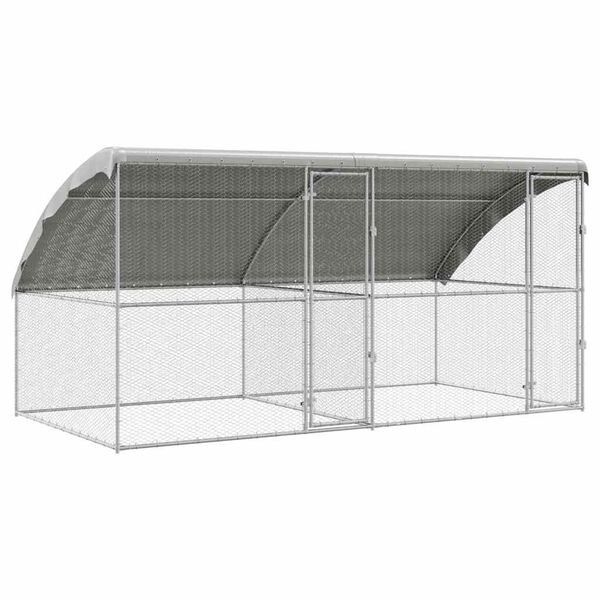 vidaXL Hønsebur 2 pcs Sølv 400 x 200 x 198,5 cm Galvaniseret stål