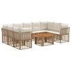 vidaXL Havesofa S&aelig;t 10 stk. Naturlig og Creme Hvid polyrattan