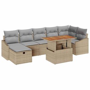 vidaXL Havesofa S&aelig;t 8 pcs Beige polyrattan