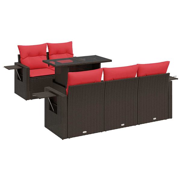 vidaXL sofas&aelig;t til haven 6 dele med hynder polyrattan akacietr&aelig; brun