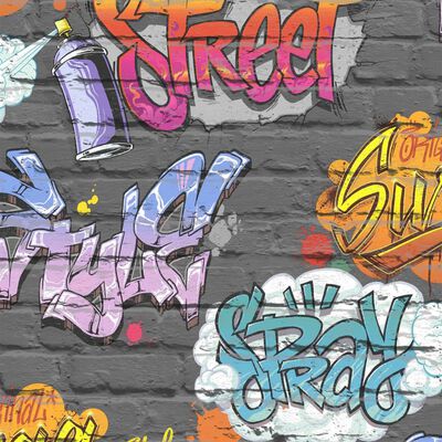DUTCH WALLCOVERINGS tapet graffiti flerfarvet L179-01