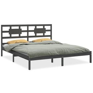 vidaXL sengeramme 200x200 cm massivt tr&aelig; gr&aring;
