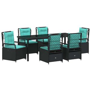 vidaXL Have Spisebordss&aelig;t 7 stk. Sort polyrattan