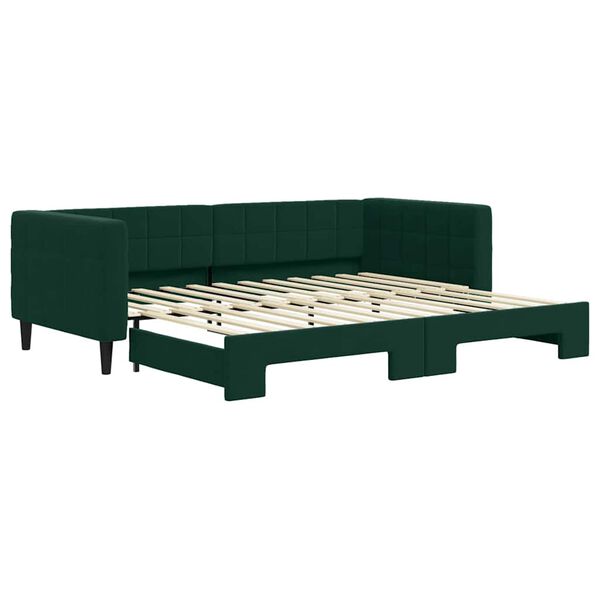 vidaXL daybed med udtr&aelig;k 90x200 cm velour m&oslash;rkegr&oslash;n