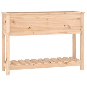 vidaXL plantekasse med hylde 111,5x34,5x81 cm massivt fyrretr&aelig;