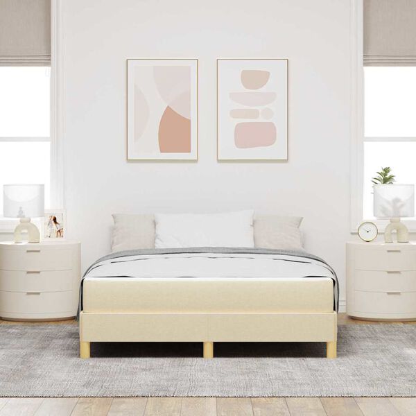 vidaXL Box spring seng med madras Creme 140 x 190 cm Stof