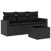 vidaXL sofas&aelig;t til haven 4 dele med hynder polyrattan sort