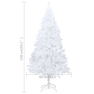 vidaXL kunstigt juletræ med lys og kuglesæt 150 cm PVC hvid