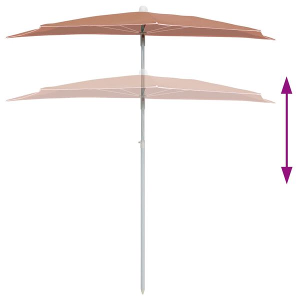 vidaXL halv parasol med stang 180x90 cm terrakotta