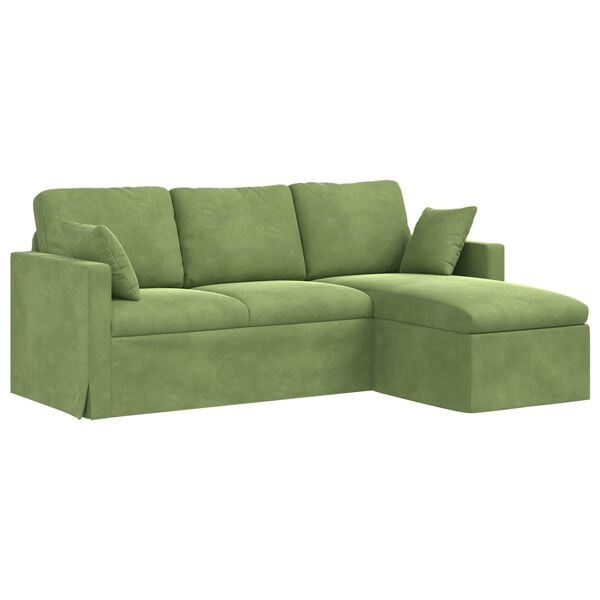 vidaXL Sofa Lys gr&oslash;n 198 x 134 x 80 cm Fl&oslash;jl