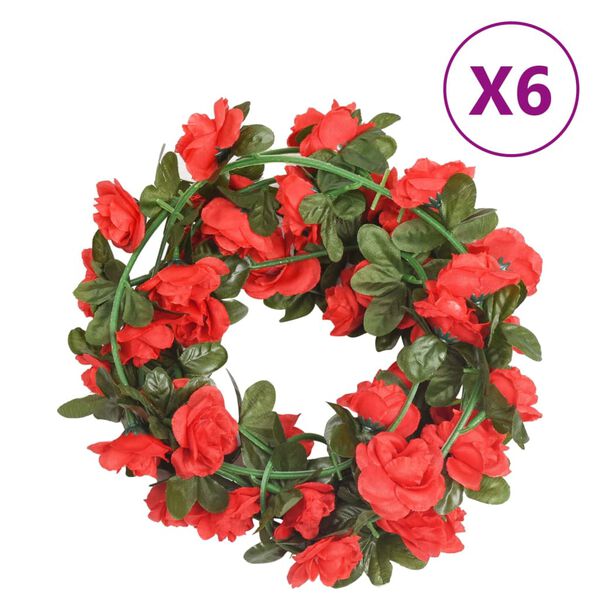 vidaXL blomsterguirlander 6 stk. 240 cm r&oslash;d