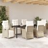 vidaXL Have Spisebordss&aelig;t med pude 7 pcs Beige polyrattan
