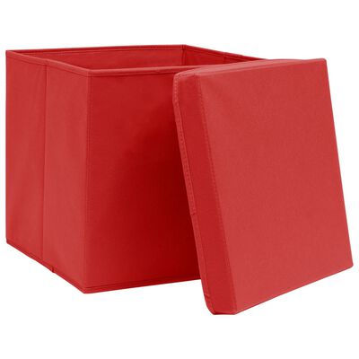 vidaXL opbevaringskasser med låg 4 stk. 28x28x28 cm rød