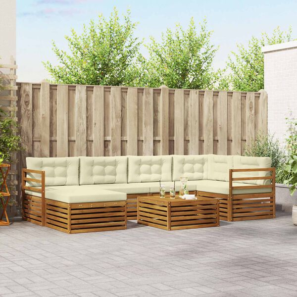 vidaXL Udend&oslash;rs sofagruppe med pude 7 pcs Naturlig og Fl&oslash;de