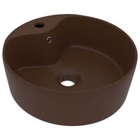 vidaXL luksuriøs håndvask med overløb 36x13 cm keramik mat mørkebrun