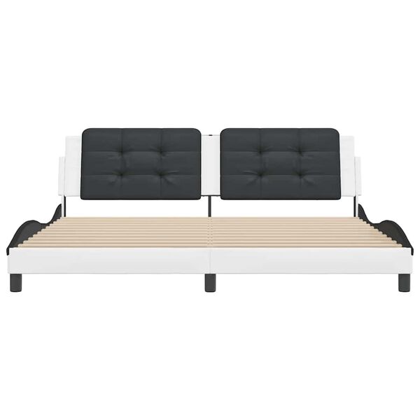 vidaXL sengeramme uden madras Zadar 200x200 cm kunstl&aelig;der hvid og sort