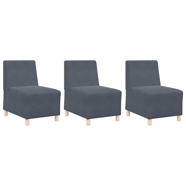 vidaXL Modulsofa enhed uden arme 3 pcs M&oslash;rkegr&aring; 55 x 74 x 82 cm Fl&oslash;jl