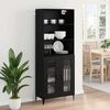 vidaXL Highboard med skuffe Sort eg 69,5 x 34 x 180 cm Konstrueret tr&aelig;
