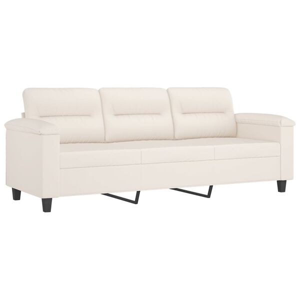 vidaXL 3-personers sofa m. puder og hynder 180 cm mikrofiberstof beige
