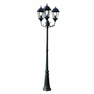 vidaXL lygtep&aelig;l med 3 arme 230 cm aluminium m&oslash;rkegr&oslash;n/sort