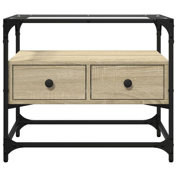 vidaXL tv-bord med glastop 60x35x51 cm konstrueret træ sonoma-eg