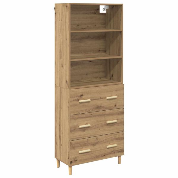 vidaXL Highboard Artisan Egetr&aelig; 69,5 x 32,5 x 180 cm Konstrueret tr&aelig;