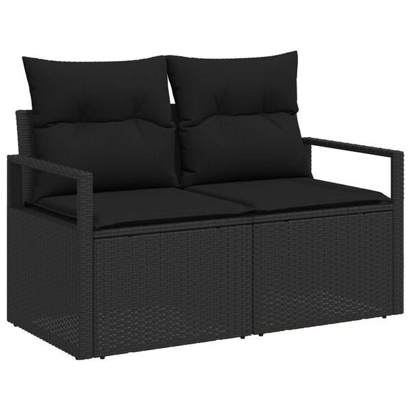 vidaXL Sofa Sæt med pude med opbevaring 6 pcs Sort polyrattan