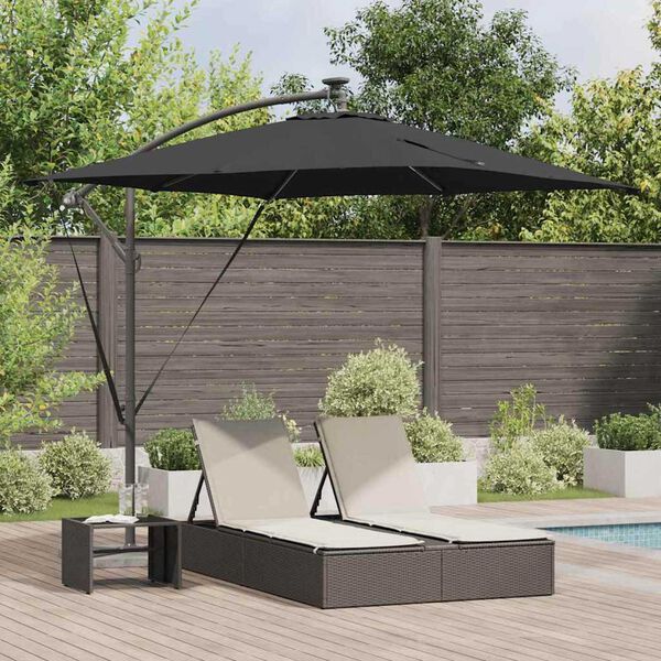 vidaXL Kantilever bananparasol Sort 249 x 249 x 250 cm