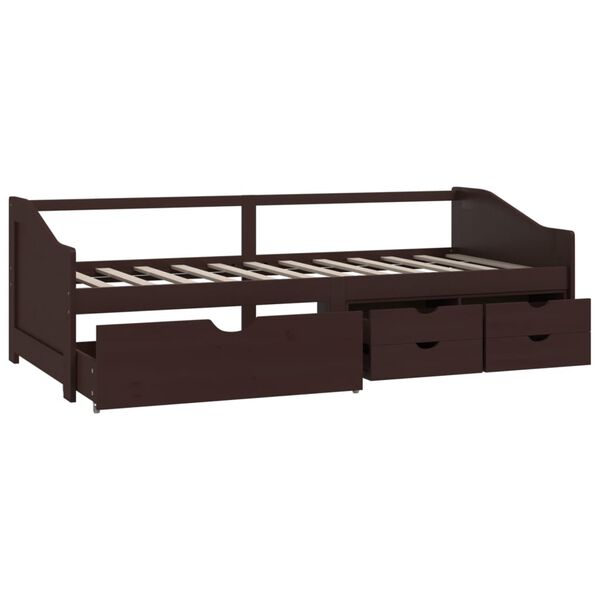vidaXL 3-personers daybed skuffer 90x200 cm massivt fyrretr&aelig; m&oslash;rkebrun