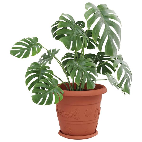 vidaXL Rund Blomsterbakke 24 pcs Mursten R&oslash;d &Oslash; 23,5 x 2,5 cm Plastik