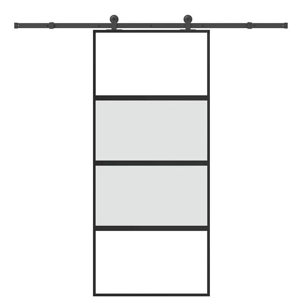 vidaXL skydedør med hardwaresæt 90x205 cm hærdet glas og aluminium