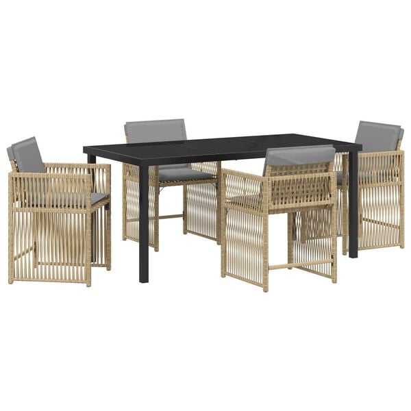 vidaXL Have Spisebordss&aelig;t 5 pcs Beige polyrattan