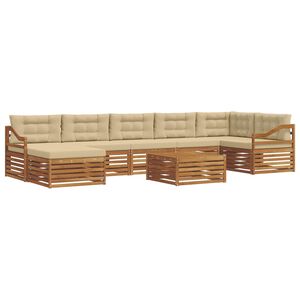 vidaXL Udend&oslash;rs sofagruppe 8 pcs Naturlig og Beige Massivt Akacietr&aelig;