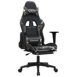 vidaXL gamingstol m. massage og fodst&oslash;tte kunstl&aelig;der sort camouflage