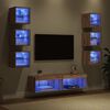 vidaXL TV-skab med LED -strimmellys 8 pcs Artisan Egetr&aelig; Glas