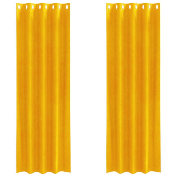 vidaXL M&oslash;rkl&aelig;gningsgardiner 2 pcs Sennepsgul 140 x 260 cm Fl&oslash;jl