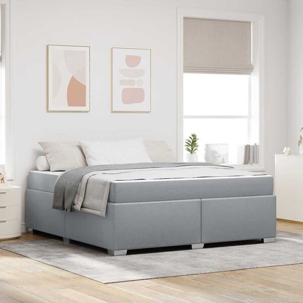 vidaXL Sengestel med madras Lysegr&aring; 180 x 200 cm Stof