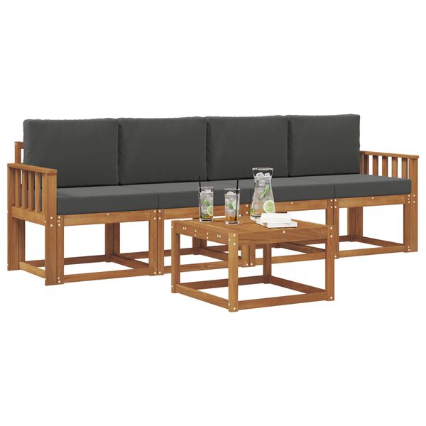 vidaXL Udend&oslash;rs sofagruppe med pude 5 pcs Naturlig og Antracit