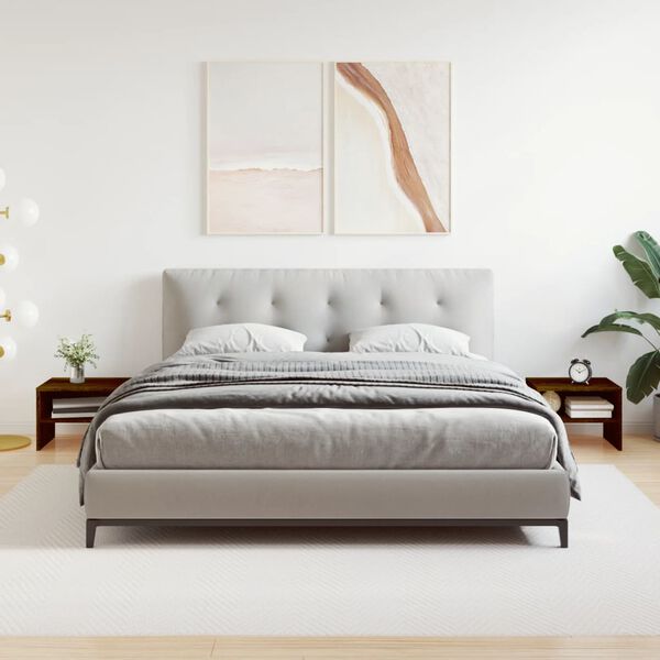 vidaXL sengeborde 2 stk. 40x30x30 cm konstrueret tr&aelig; brun egetr&aelig;