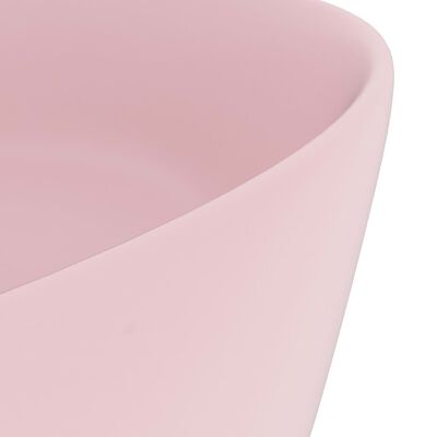 vidaXL luksuriøs håndvask 40x15 cm rund keramisk mat pink