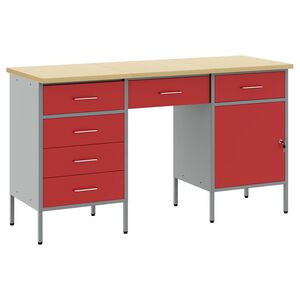 vidaXL Arbejdsskab 3 pcs R&oslash;d 150 x 55 x 85 cm Ingeni&oslash;rtr&aelig; og st&aring;l