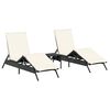 vidaXL liggestole 2 stk. med bord polyrattan sort