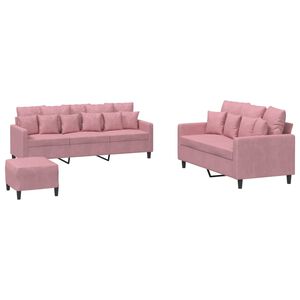 vidaXL sofas&aelig;t 3 dele med hynder velour lyser&oslash;d
