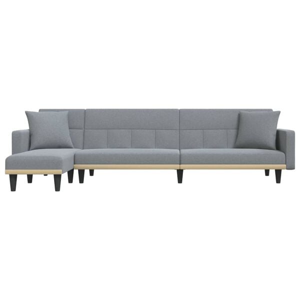 vidaXL L-formet sovesofa 275x140x70 cm stof lysegr&aring;