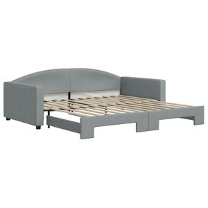 vidaXL daybed med udtr&aelig;k 100x200 cm stof lysegr&aring;