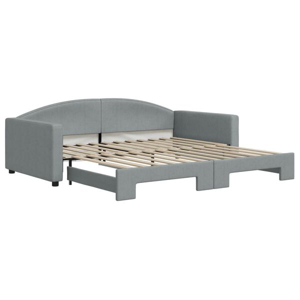 vidaXL daybed med udtr&aelig;k 100x200 cm stof lysegr&aring;