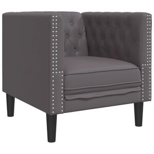vidaXL Chesterfield-sofastol kunstl&aelig;der gr&aring;
