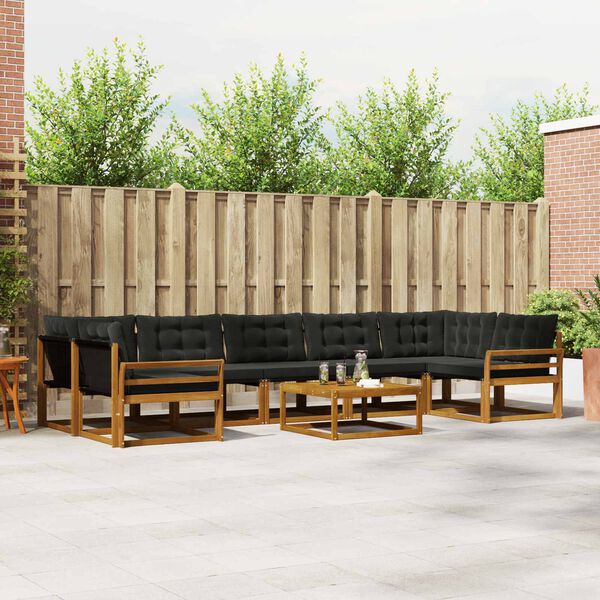 vidaXL Udend&oslash;rs sofagruppe med pude 8 pcs Naturlig og sort