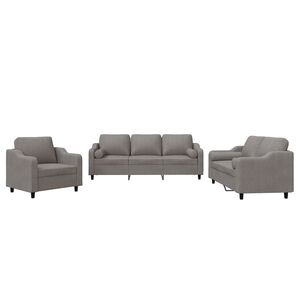 vidaXL sofas&aelig;t 3 dele med puder stof gr&aring;brun