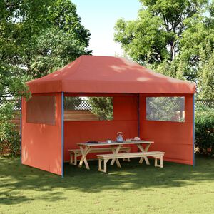 vidaXL foldbart pop-up festtelt med 3 sidev&aelig;gge terracotta